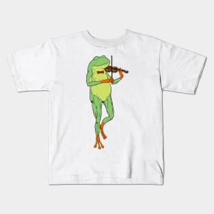 Cartoon frog playing violin Kids T-Shirt